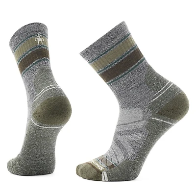Hike Light Cushion Striped Mid Crew Socks Ash-charcoal