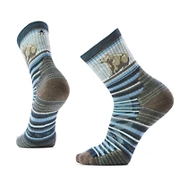 Hike Targeted Cushion Bear Stripe Mid Crew Socks Twilight Blue