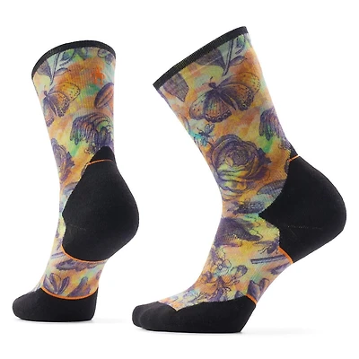 Women's Trail Run Targeted Cushion Floral Party Print Crew Socks Multi Color