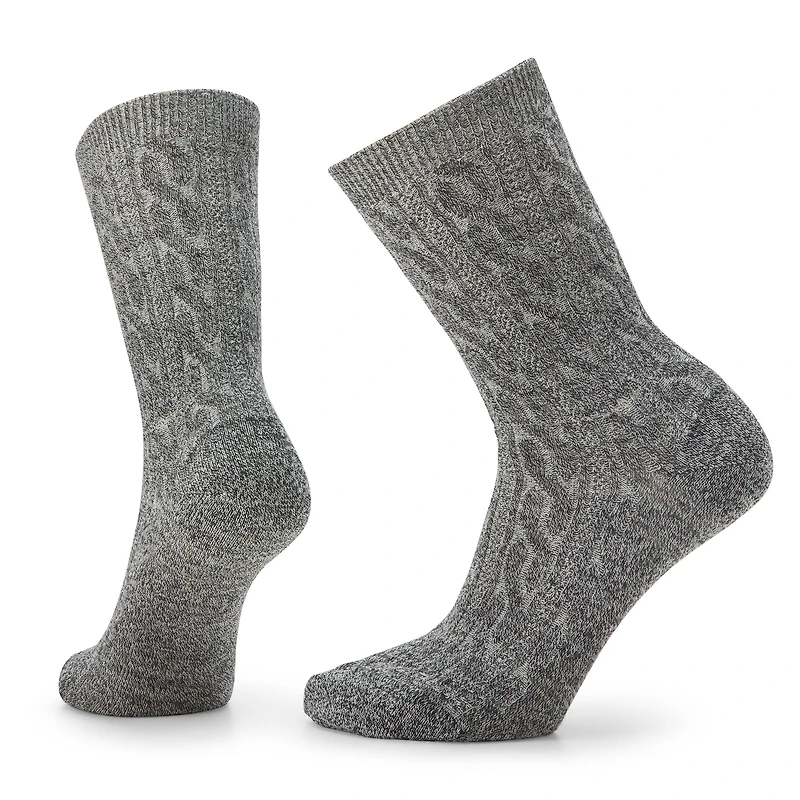 Women's Everyday Cable Crew Socks Medium Grey