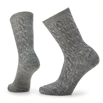 Women's Everyday Cable Crew Socks Medium Grey