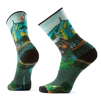 Hike Targeted Cushion Trail Trekker Print Crew Socks Winter Moss