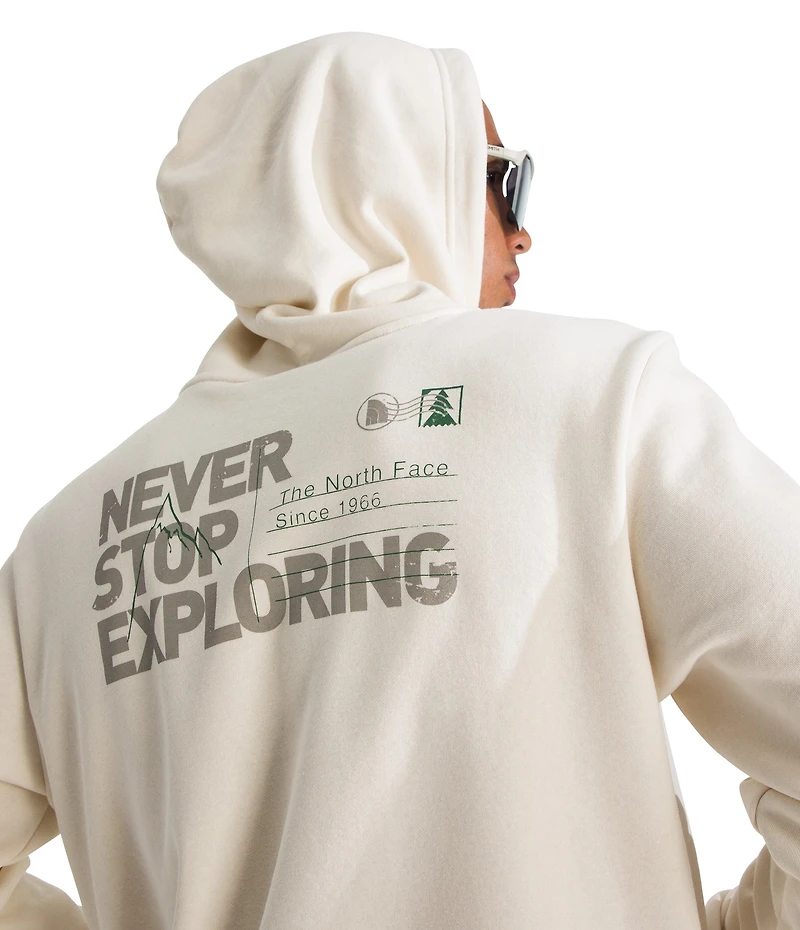 Men's Never Stop Postcard Regular Hoodie White Dune