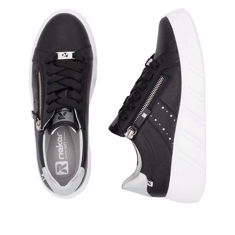 Black Lace Up Side Zip