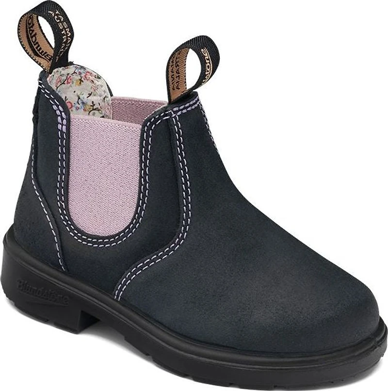Blundstone 2195 - Kids Suede Navy With Pale Pink Elastic