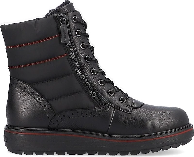 Black Lace Up Wool Lined