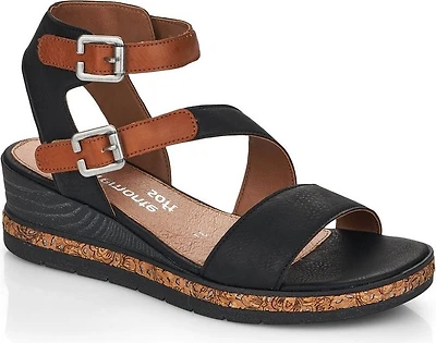 Black Ankle Strap Wedge Sandal