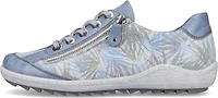 Blue Pattern Lace Up With Side Zip