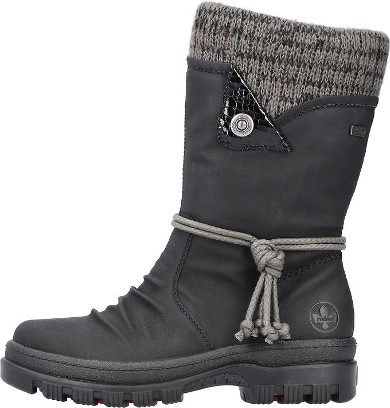 Black Mid Calf Flip Grip Boot