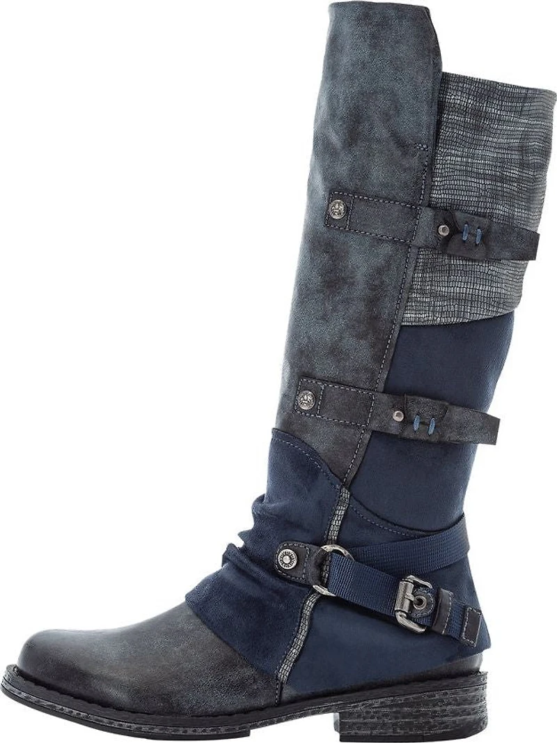 Blue Tall Side Zip Boot