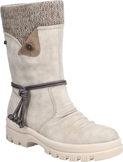 Off White Mid Calf Flip Grip Boot