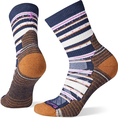 W Hike Light Cushion Stitch Stripe Mid Crew Socks Deep Navy