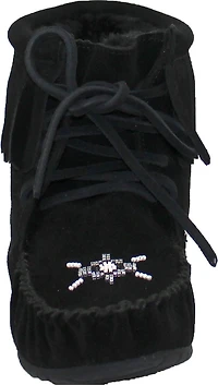 Short Laceup Black Suede Boot