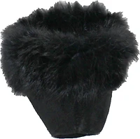Beaded Mocc With Fur Trim Black