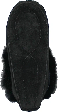 Beaded Mocc With Fur Trim Black