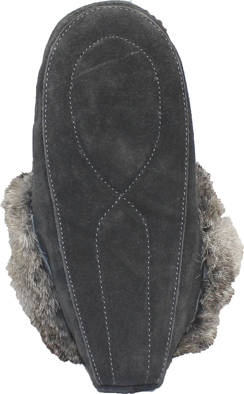 Beaded Mocc With Fur Trim Charcoal