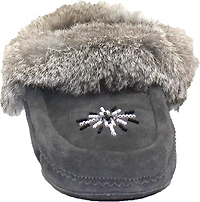 Beaded Mocc With Fur Trim Charcoal