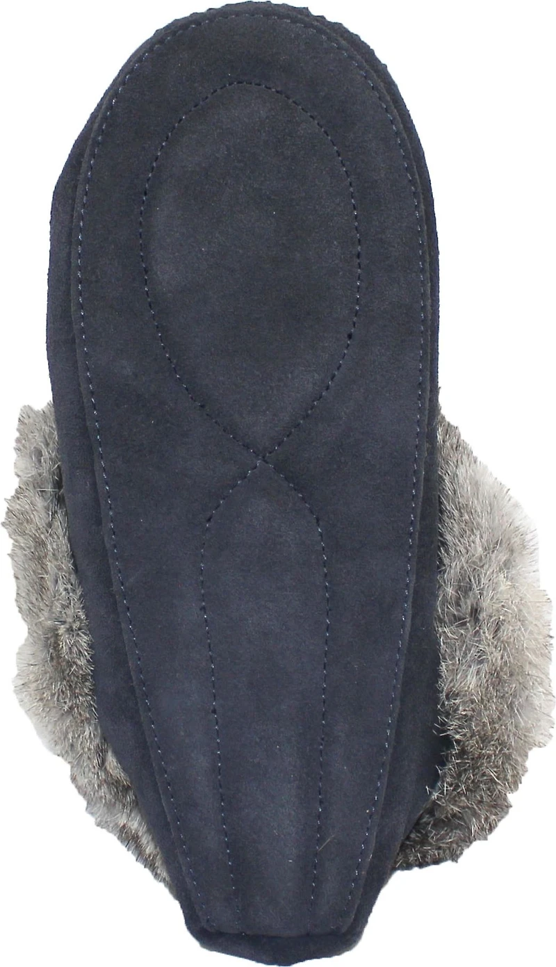 Beaded Mocc With Fur Trim Navy