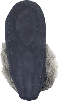 Beaded Mocc With Fur Trim Navy