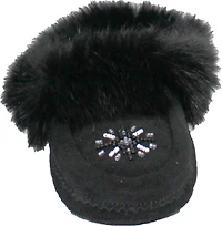Saski Black - Kids Beaded Moccasin With Fur