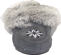 Saskie Charcoal - Kids Beaded Moccasin With Fur