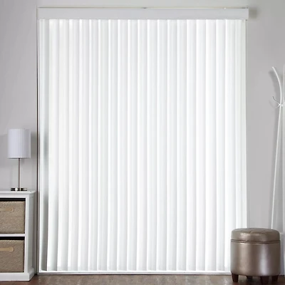 White Faux Wood Vertical Patio Blind