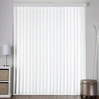 White Faux Wood Vertical Patio Blind