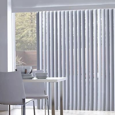White Faux Wood Vertical Patio Blind