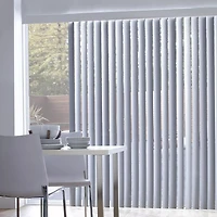 White Faux Wood Vertical Patio Blind