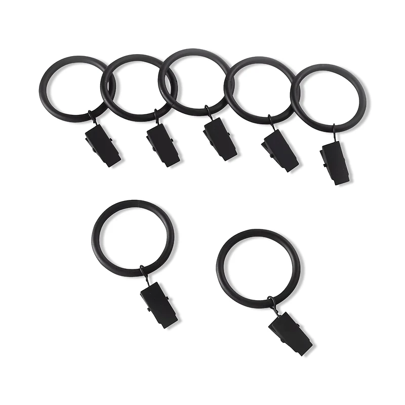 Black Set of 7 Metal Clip Rings