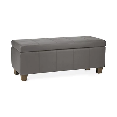 Grey Faux Leather Storage Bench