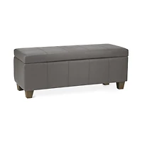 Grey Faux Leather Storage Bench