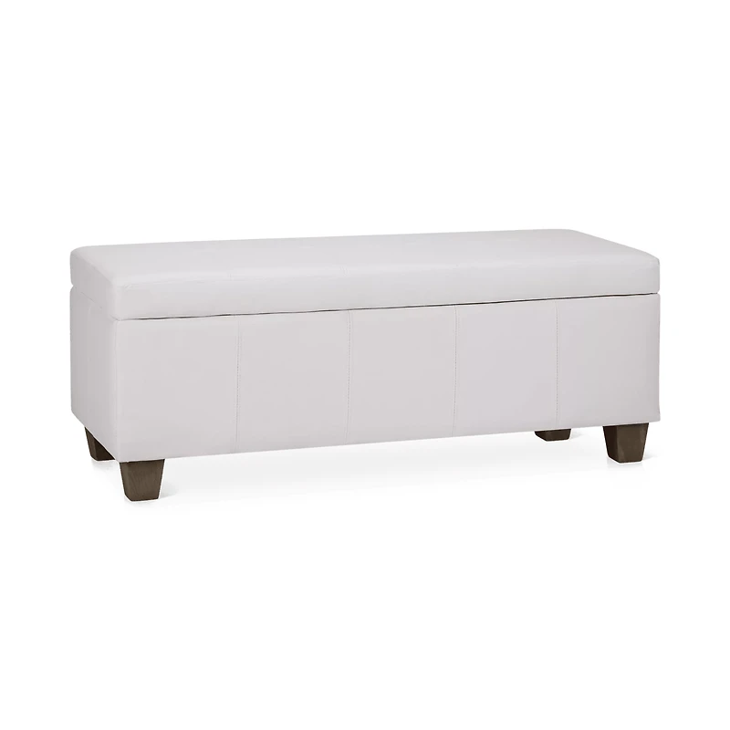 White Faux Leather Storage Bench
