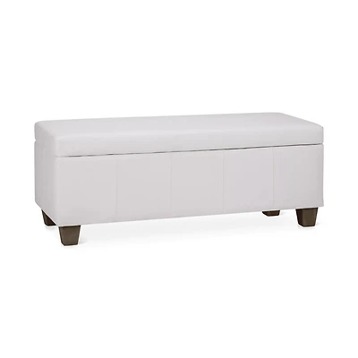 White Faux Leather Storage Bench