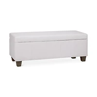 White Faux Leather Storage Bench