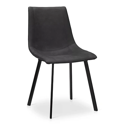 Black Textured Faux Leather and Metal Dining Chair