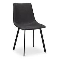Black Textured Faux Leather and Metal Dining Chair