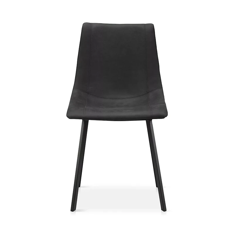 Black Textured Faux Leather and Metal Dining Chair