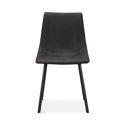 Black Textured Faux Leather and Metal Dining Chair