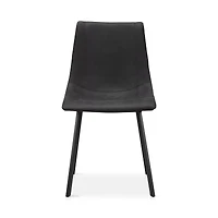 Black Textured Faux Leather and Metal Dining Chair