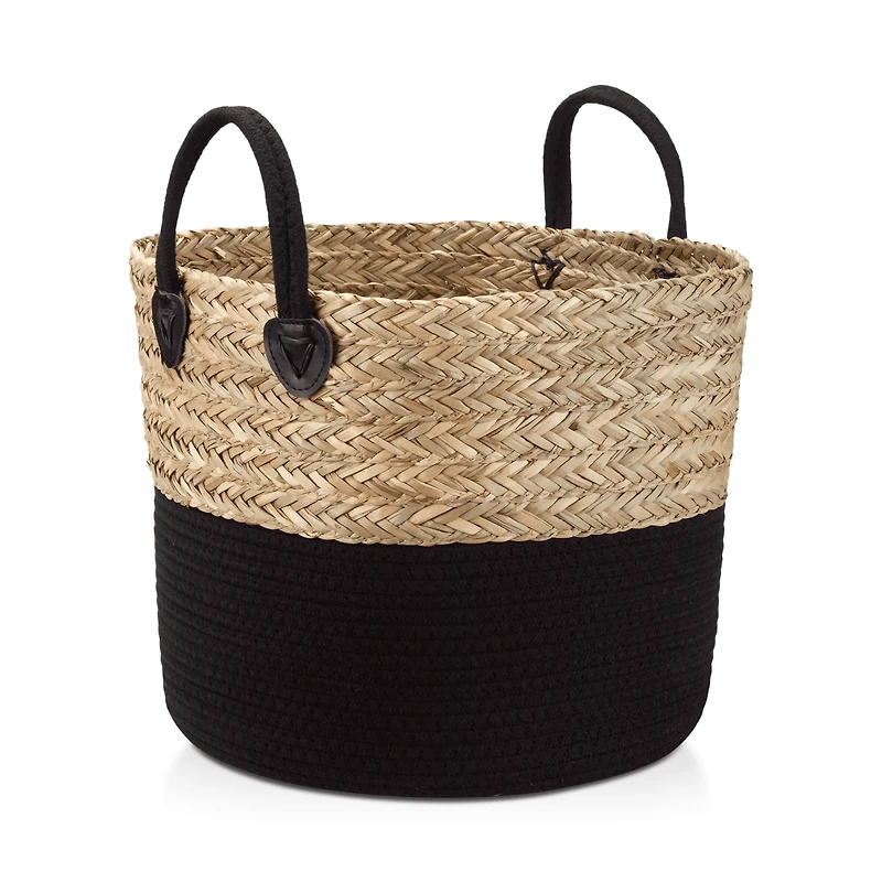 Woven Seagrass and Cotton Rope Basket