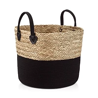Woven Seagrass and Cotton Rope Basket
