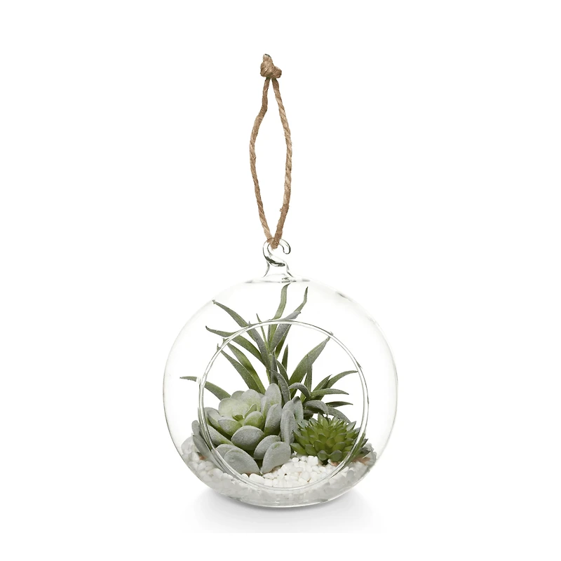 Hanging Terrarium with Artificial Succulent