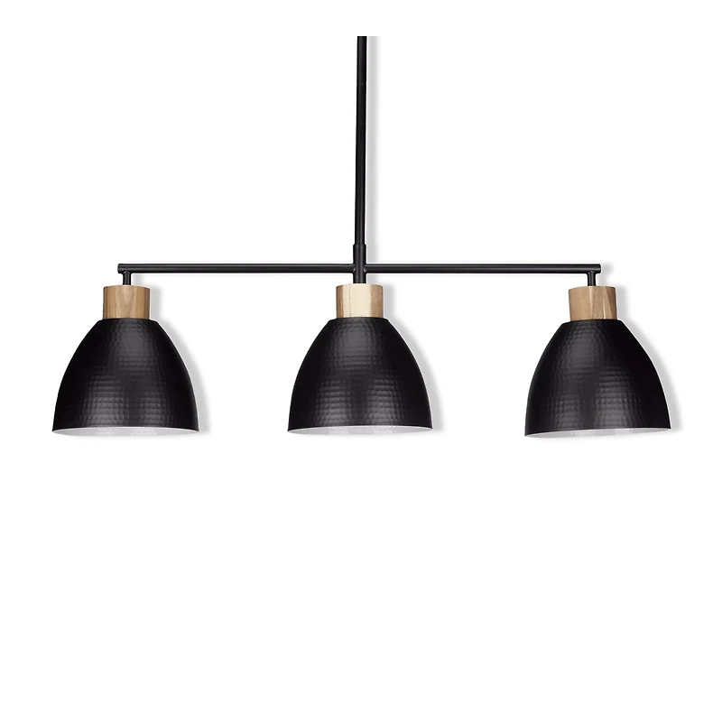 3-Bulb Metal and Wood Ceiling Lamp