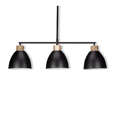 3-Bulb Metal and Wood Ceiling Lamp