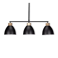 3-Bulb Metal and Wood Ceiling Lamp
