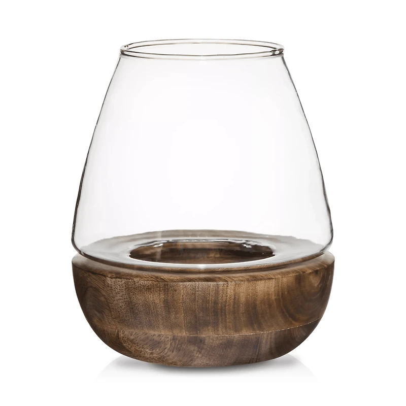Glass and Wood Candle Holder