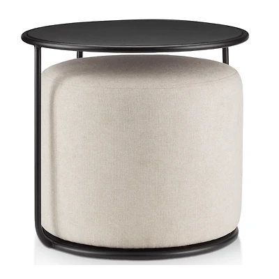 Black Side Table with Ottoman
