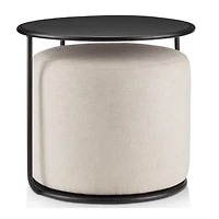 Black Side Table with Ottoman