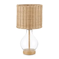 Bubble Glass and Rattan Shade Table Lamp